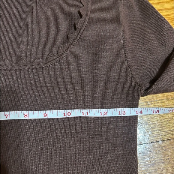 The Workshop, Large Chocolate Brown Scalloped Long Sleeved Knit (Runs Small) - Picture 8 of 11